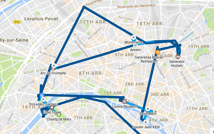 My google timeline at Paris