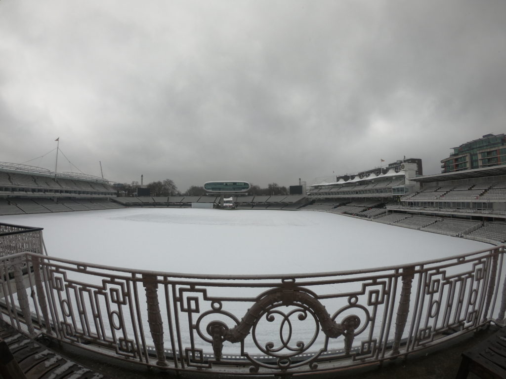 Lords Cricket Ground in Snow